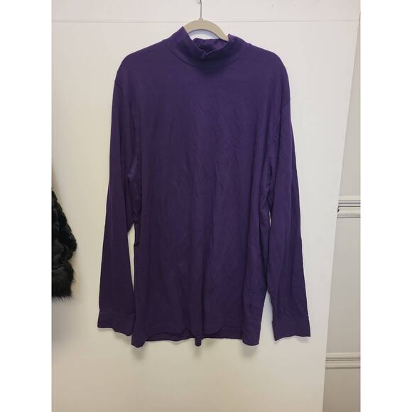 Lands' End Purple Long Sleeve Mock Neck T-Shirt Mens XL/T Extra Tall Cotton Top - Picture 1 of 3
